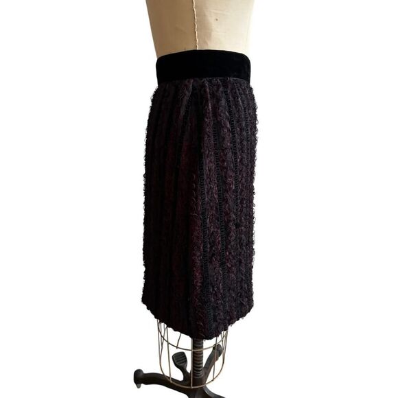 Vintage Lady Manhattan‎ Velvet Lace Skirt Women's Size Small Blk Burgundy GUC - Picture 2 of 7